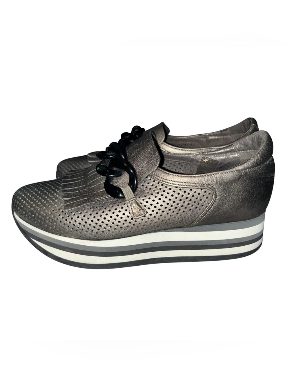 Softwaves Carly Cadie Platform Sneaker Loafers metallic taupe Sz EU 39 US 9